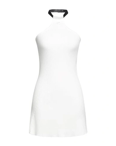 Shop Courrèges Courreges Woman Mini Dress White Size M Viscose, Polyester, Cotton, Polyurethane
