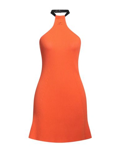 Shop Courrèges Courreges Woman Mini Dress Orange Size L Viscose, Polyester, Cotton, Polyurethane