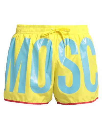 Shop Moschino Man Swim Trunks Yellow Size Xxl Polyester