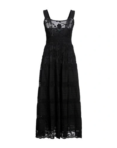 Shop Iconique Woman Midi Dress Black Size S Cotton