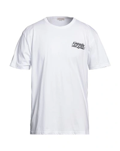 Shop Alexander Mcqueen Man T-shirt White Size S Cotton, Viscose, Polyester