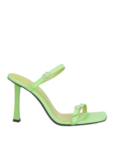 Shop By Far Woman Sandals Acid Green Size 8 Soft Leather
