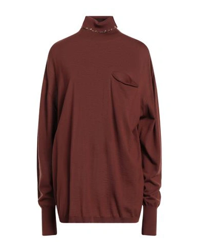 Quira Woman Turtleneck Brown Size S Virgin Wool In Brown