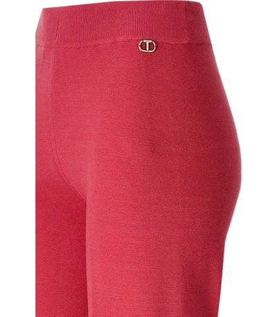 Shop Twinset Holly Berry Knitted Wide Leg Trousers In Pink