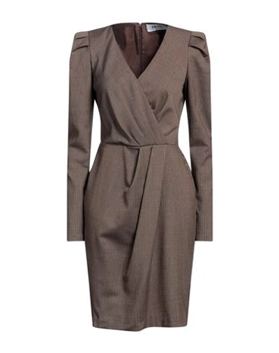 Shop Frase Francesca Severi Woman Midi Dress Brown Size 6 Polyester, Wool, Viscose, Elastane, Polyamide
