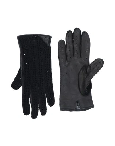 Shop Giorgio Armani Woman Gloves Black Size L Cotton, Lambskin