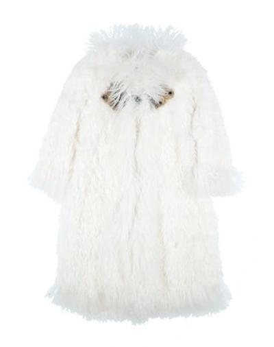 Shop Dolce & Gabbana Toddler Girl Coat White Size 5 Lambskin