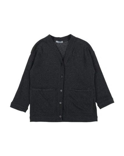 Nanán Toddler Girl Cardigan Charcoal Size 4 Cotton, Polyamide, Elastane In Grey