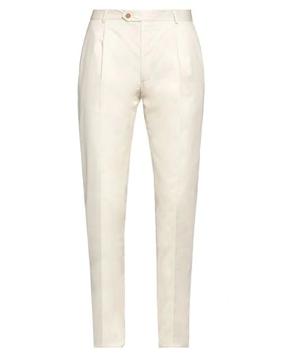 Shop Tombolini Man Pants Cream Size 38 Cotton, Polyurethane In White
