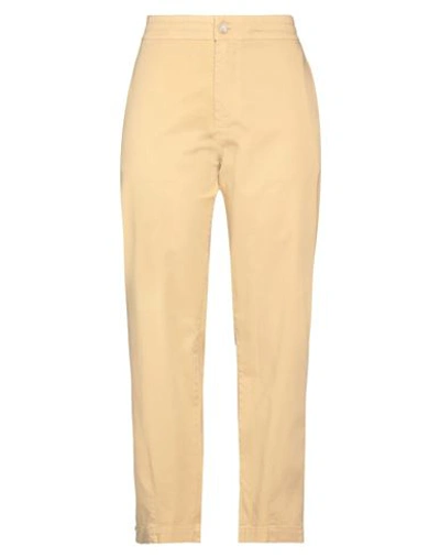 Sun House Woman Pants Beige Size L Cotton, Elastane In Beige