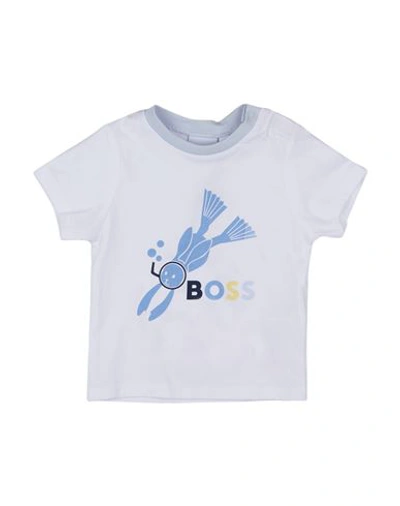 Shop Hugo Boss Boss Newborn Boy T-shirt White Size 3 Cotton, Elastane