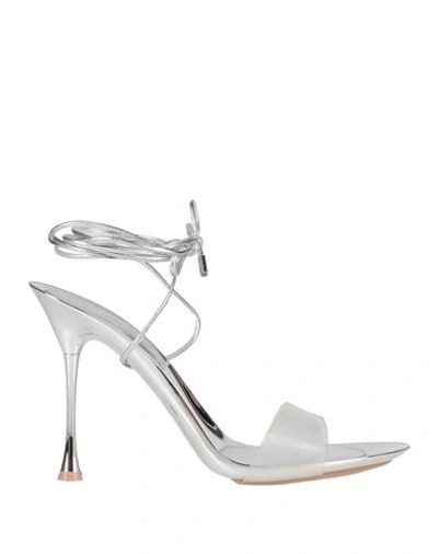 Shop Gianvito Rossi Woman Sandals Silver Size 10 Pvc - Polyvinyl Chloride, Soft Leather