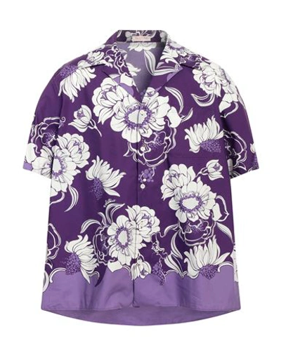 Shop Valentino Garavani Man Shirt Deep Purple Size 40 Cotton
