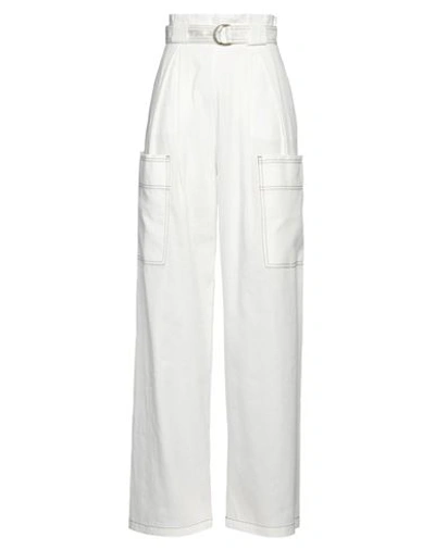 Shop Max Mara Woman Pants White Size 10 Linen, Cotton
