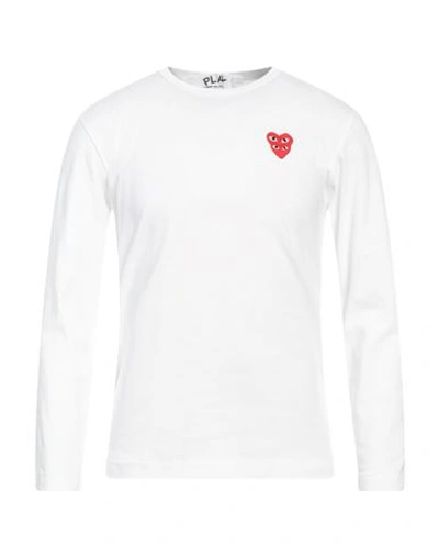 Shop Comme Des Garçons Play Man T-shirt White Size L Cotton