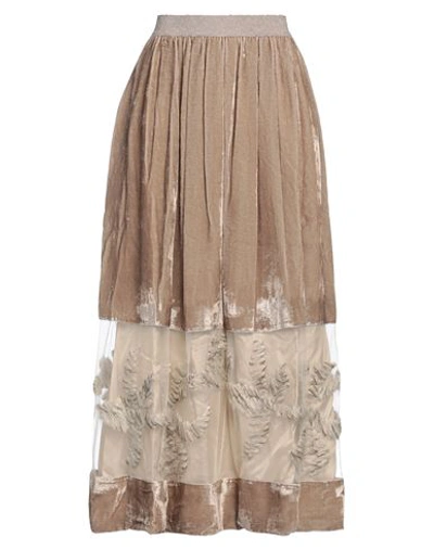 Shop Gentryportofino Woman Maxi Skirt Sand Size 8 Viscose, Silk, Polyester, Mohair Wool, Textile Fibers In Beige