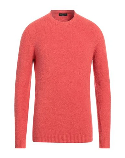 Shop Roberto Collina Man Sweater Coral Size 44 Cotton, Nylon, Elastane In Red