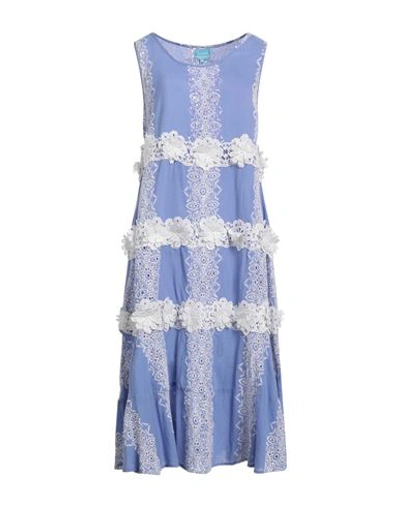 Shop Iconique Woman Midi Dress Light Blue Size Xl Cotton