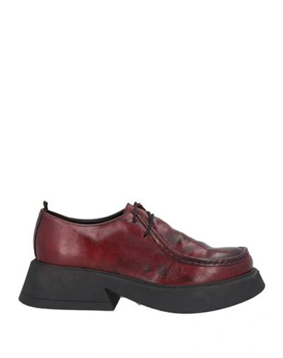 Shop 1725.a Woman Lace-up Shoes Burgundy Size 8 Soft Leather In Red
