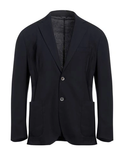 Tombolini Man Blazer Midnight Blue Size 44 Virgin Wool, Elastane In Blue