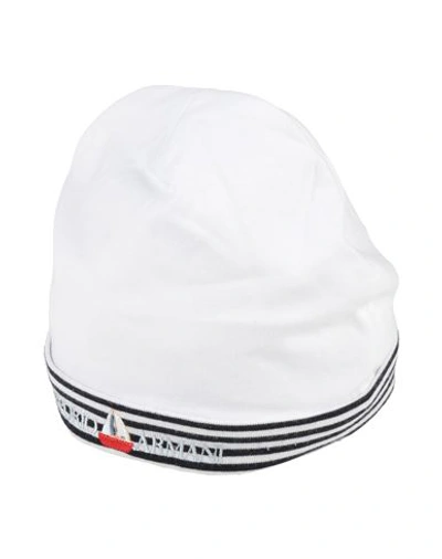 Shop Emporio Armani Newborn Boy Hat White Size 3 Cotton