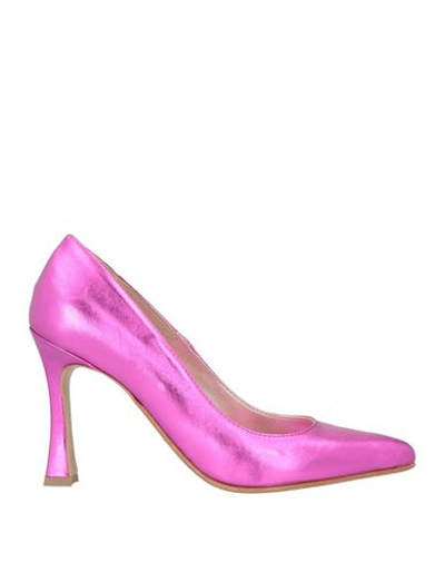 Shop Divine Follie Woman Pumps Fuchsia Size 8 Soft Leather In Pink