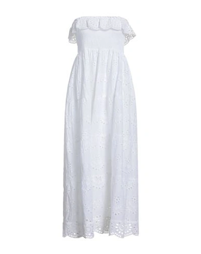 Shop Iconique Woman Midi Dress White Size L Cotton