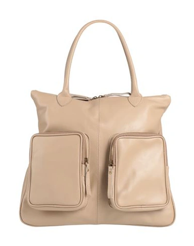 Shop Corsia Woman Shoulder Bag Beige Size - Calfskin
