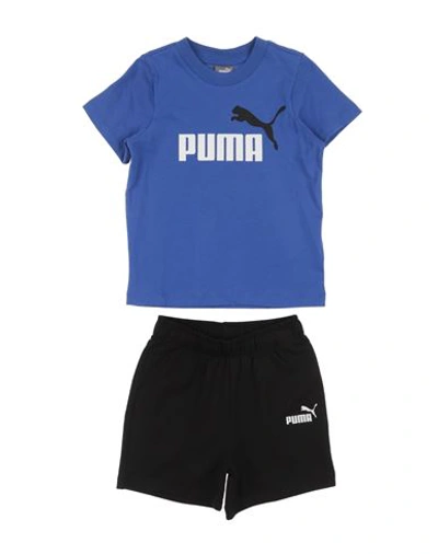 Shop Puma Minicats Tee & Shorts Set Toddler Co-ord Azure Size 3 Cotton, Polyester In Blue