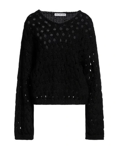 Attic And Barn Woman Sweater Black Size Xl Wool, Acrylic, Alpaca Wool In Black