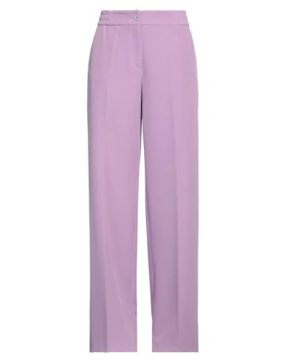 Shop Access Fashion Woman Pants Lilac Size Xl Recycled Polyester, Polyester, Elastane In Purple