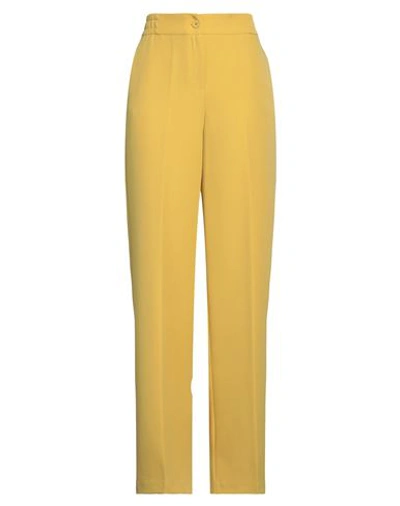 Shop Access Fashion Woman Pants Mustard Size M Recycled Polyester, Polyester, Elastane In Yellow
