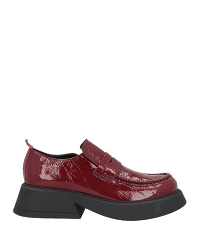 Shop 1725.a Woman Loafers Burgundy Size 8 Soft Leather In Red