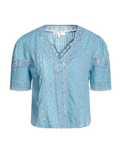 Shop Loveshackfancy Woman Shirt Sky Blue Size M Cotton