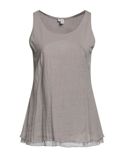 Shop European Culture Woman Tank Top Dove Grey Size Xl Cotton, Ramie, Elastane