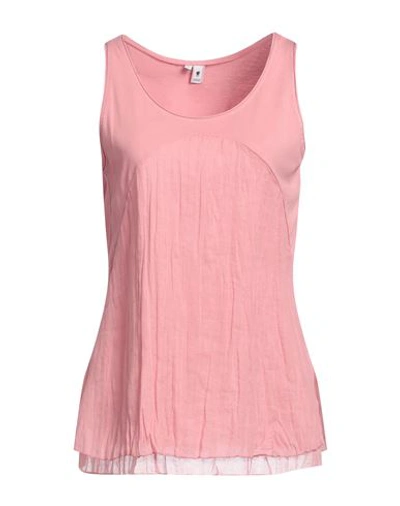 Shop European Culture Woman Tank Top Pastel Pink Size L Cotton, Ramie, Elastane