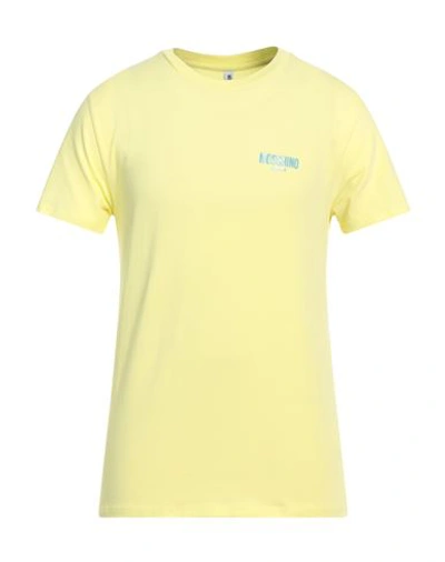 Shop Moschino Man T-shirt Yellow Size S Cotton, Elastane