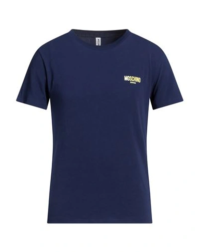 Shop Moschino Man T-shirt Navy Blue Size M Cotton, Elastane