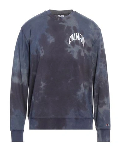 Champion Man Sweatshirt Navy Size S Cotton, Polyester In Navy Blue
