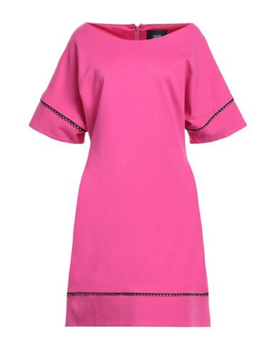 Shop Cavalli Class Woman Mini Dress Fuchsia Size 14 Viscose, Polyamide, Elastane In Pink