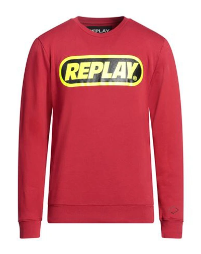 Shop Replay Man Sweatshirt Red Size Xxl Cotton