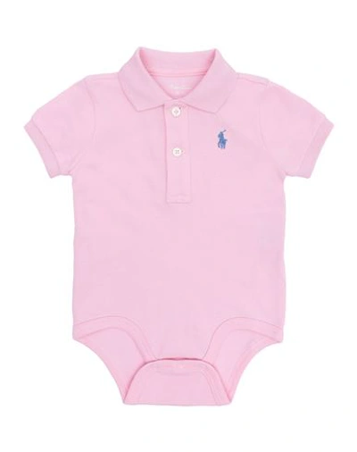 Shop Polo Ralph Lauren Cotton Mesh Polo Bodysuit Newborn Boy Baby Bodysuit Pink Size 3 Cotton