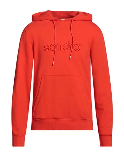 Sandro Man Sweatshirt Tomato Red Size Xs Cotton, Elastane, Polyester In Tomato Red