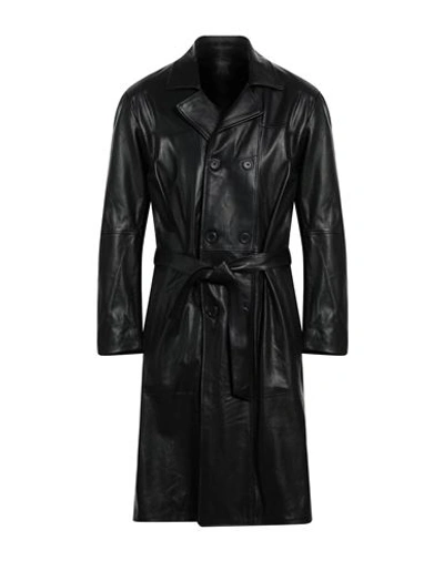 Shop Street Leathers Man Overcoat & Trench Coat Black Size 3xl Soft Leather