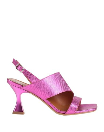 Shop Divine Follie Woman Sandals Fuchsia Size 8 Textile Fibers In Pink