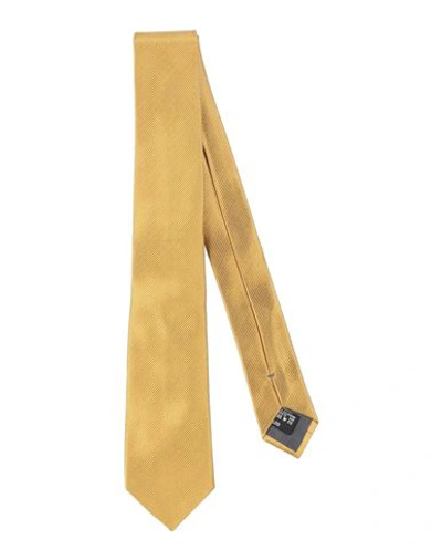 Shop Giorgio Armani Man Ties & Bow Ties Mustard Size - Silk In Yellow