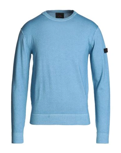 Shop Peuterey Man Sweater Azure Size M Wool In Blue