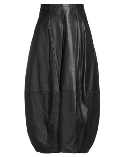 Shop Gentryportofino Woman Midi Skirt Black Size 4 Ovine Leather