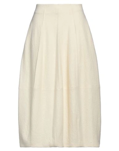 Shop Gentryportofino Woman Midi Skirt Ivory Size 6 Virgin Wool In White