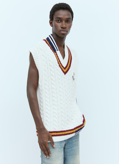 Shop Moncler Genius Wool V-neck Vest In White